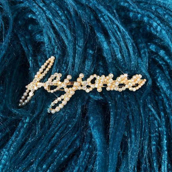 Feyonce Rhinestone & Pearl Gold Hair Clip - Picture 1 of 2